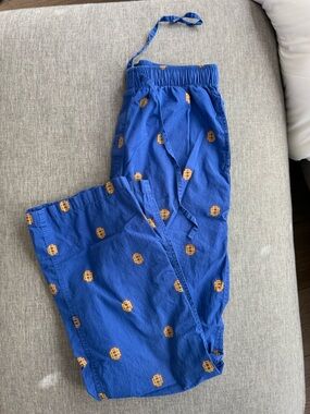 Brooks Brothers Blue Lounge Pants with Gold Embroidered Motifs